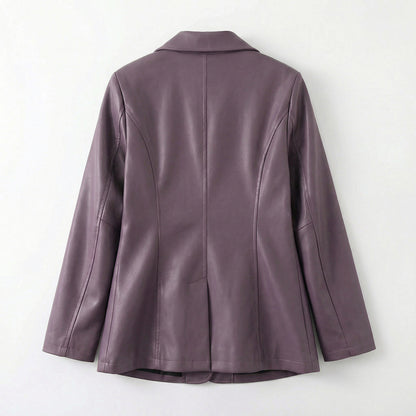 Bellatrix | Lambskin Leather Two-Button Blazer Jacket