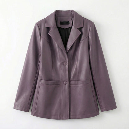 Bellatrix | Lambskin Leather Two-Button Blazer Jacket