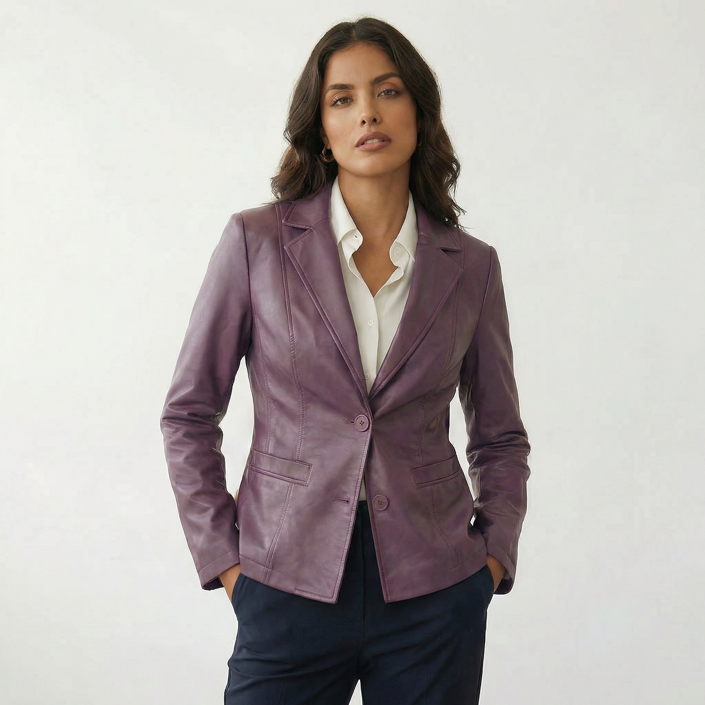 Bellatrix | Lambskin Leather Two-Button Blazer Jacket