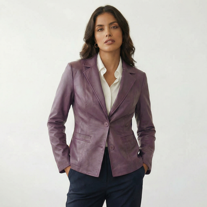 Bellatrix | Lambskin Leather Two-Button Blazer Jacket