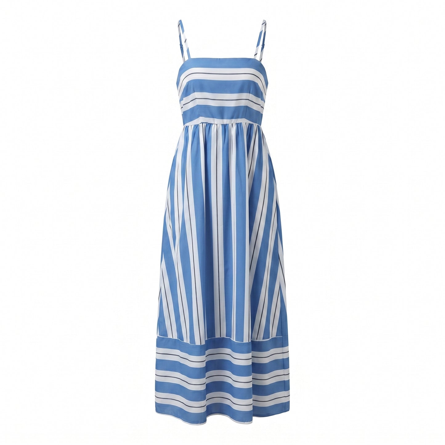 Bonnie Women's Striped Spaghetti Strap Maxi Dress, Open Back Flowy