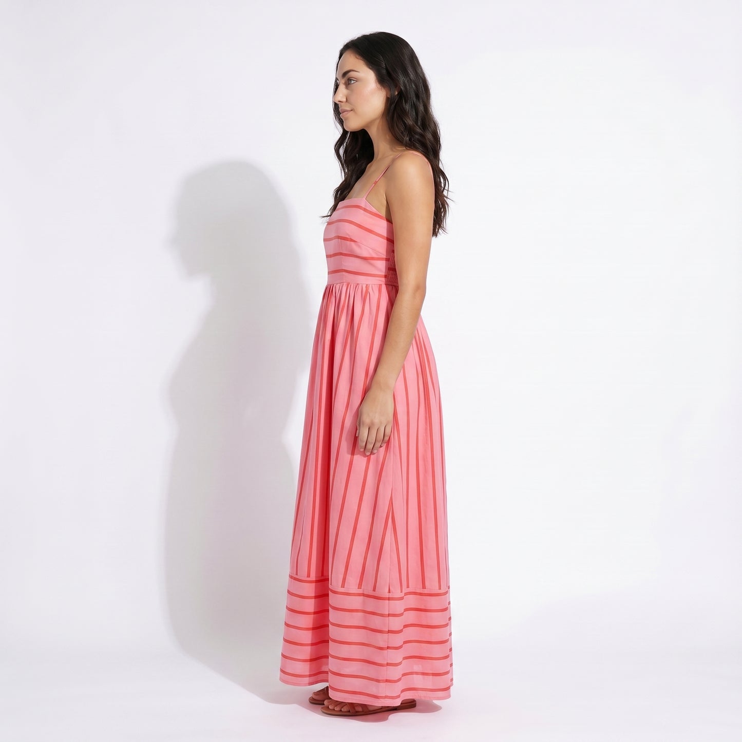Bonnie Women's Striped Spaghetti Strap Maxi Dress, Open Back Flowy
