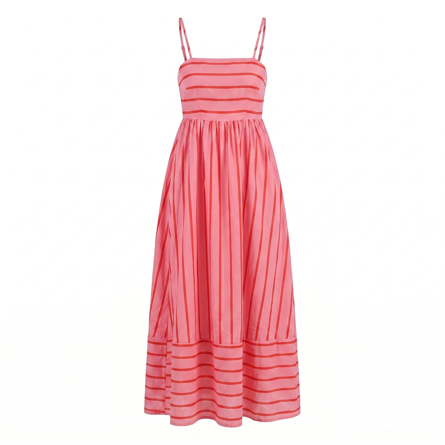 Bonnie Women's Striped Spaghetti Strap Maxi Dress, Open Back Flowy
