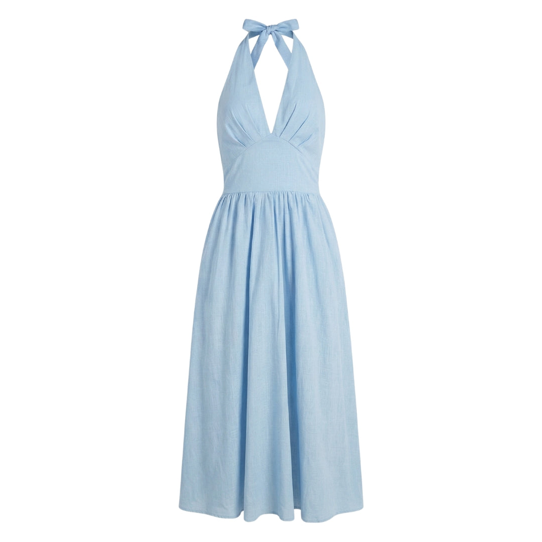 Camille | Women’s Halter-Neck Gathered Maxi Dress