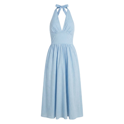 Camille | Women’s Halter-Neck Gathered Maxi Dress