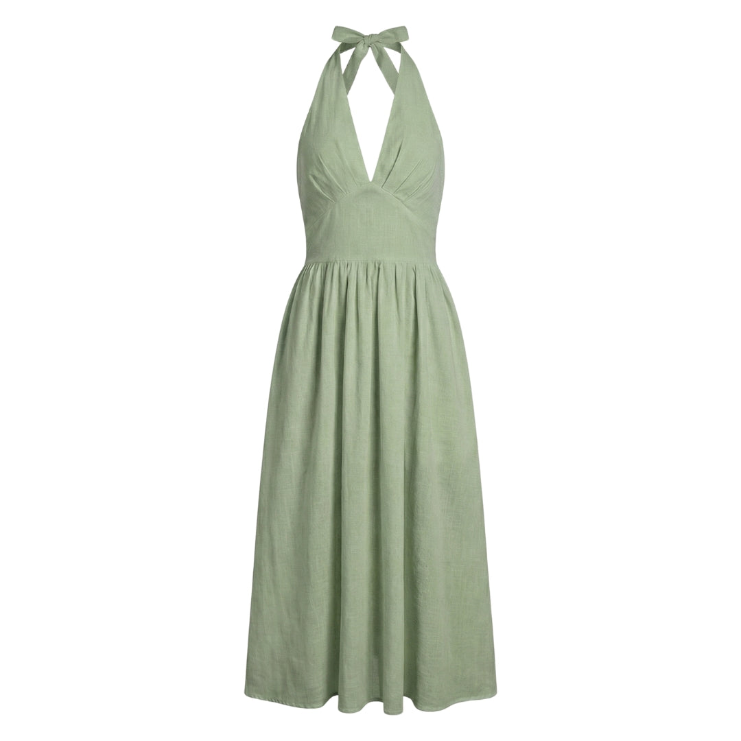 Camille | Women’s Halter-Neck Gathered Maxi Dress