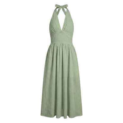 Camille | Women’s Halter-Neck Gathered Maxi Dress