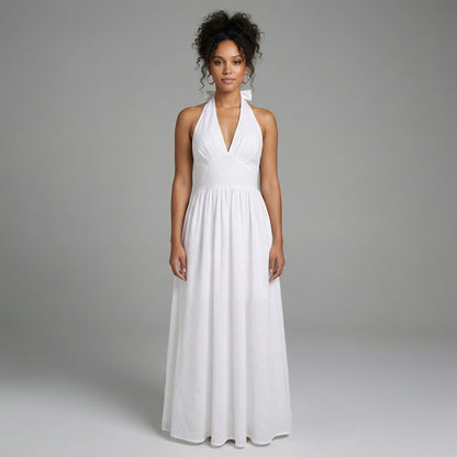 Camille | Women’s Halter-Neck Gathered Maxi Dress