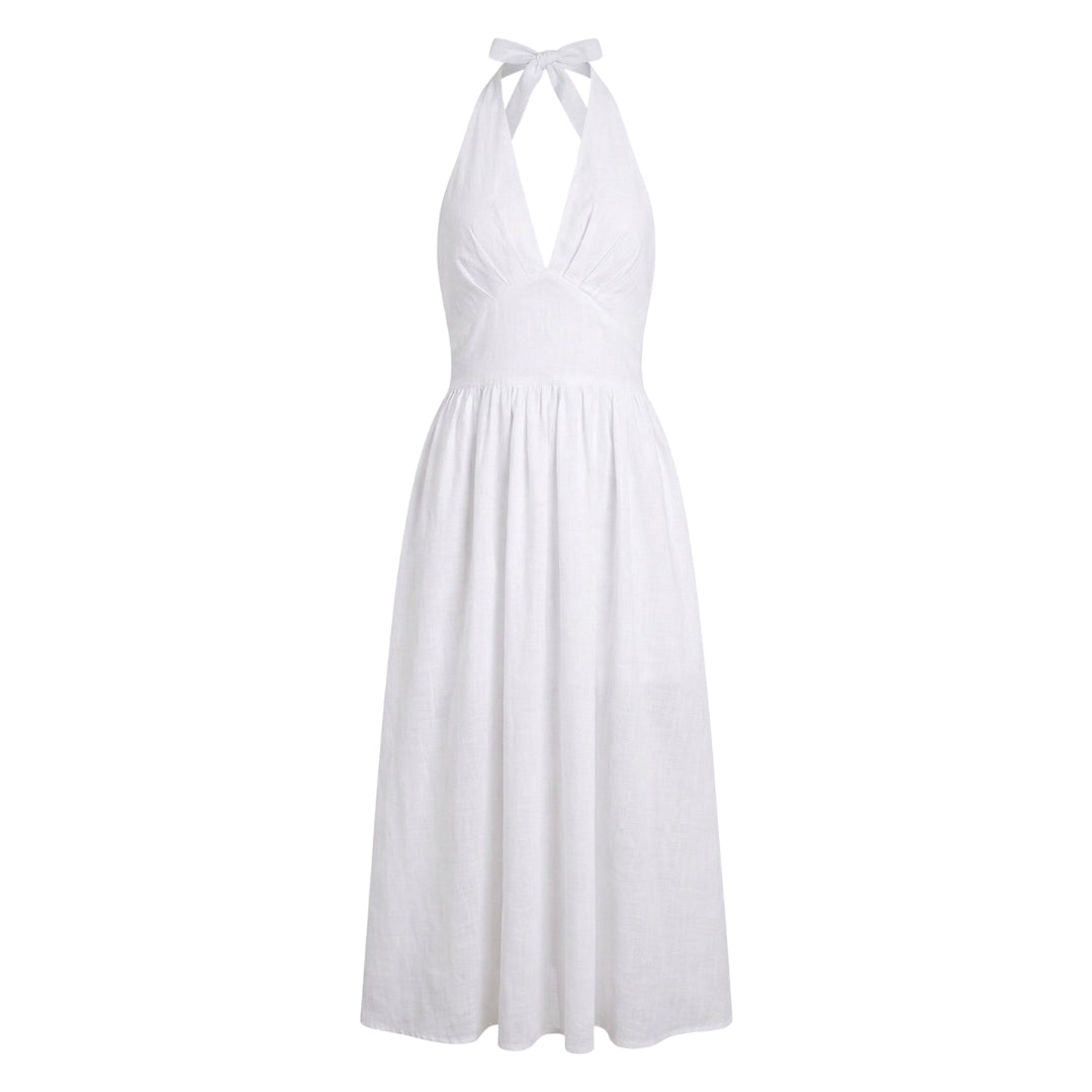 Camille | Women’s Halter-Neck Gathered Maxi Dress