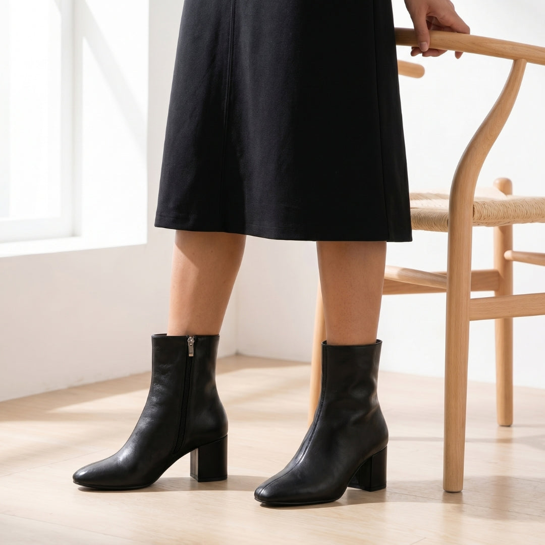 Camille Women’s Patent Block-Heel Ankle Boots