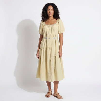 Lucienne Women’s Cotton Puff-Sleeve Tiered Midi Dress