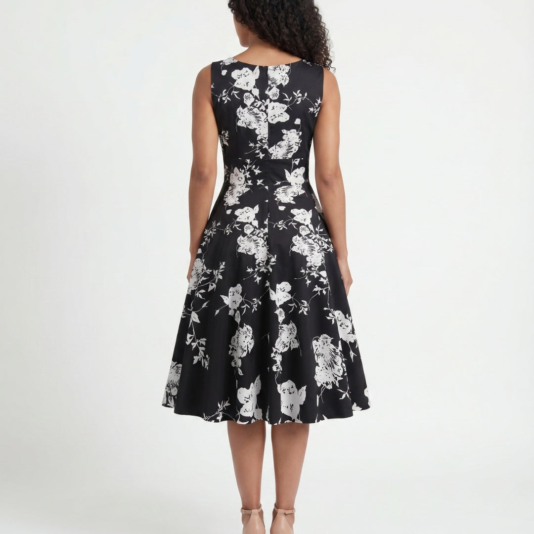 Camille Women’s Sleeveless Floral Wrap Midi Dress