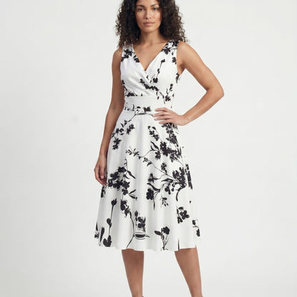 Camille Women’s Sleeveless Floral Wrap Midi Dress