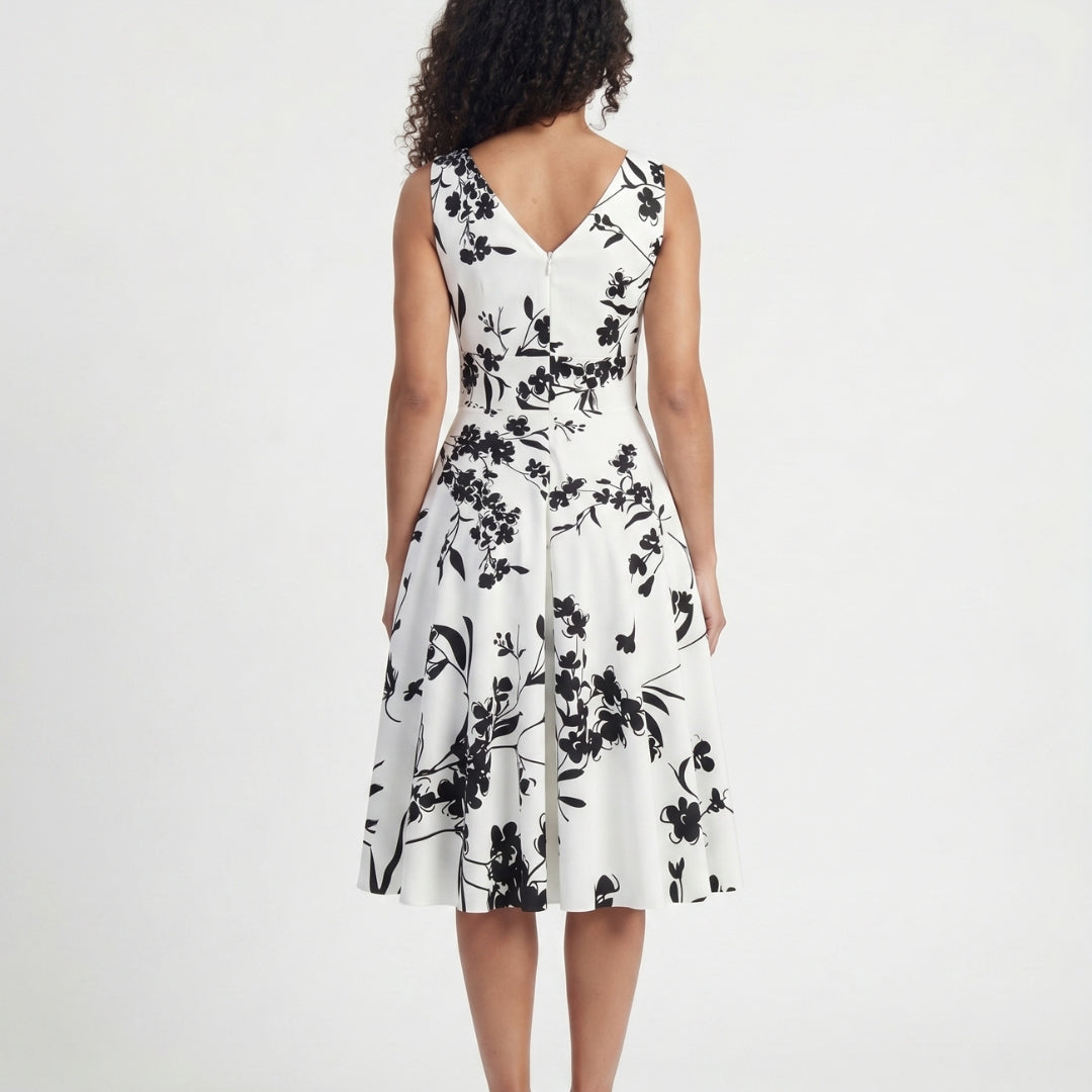 Camille Women’s Sleeveless Floral Wrap Midi Dress