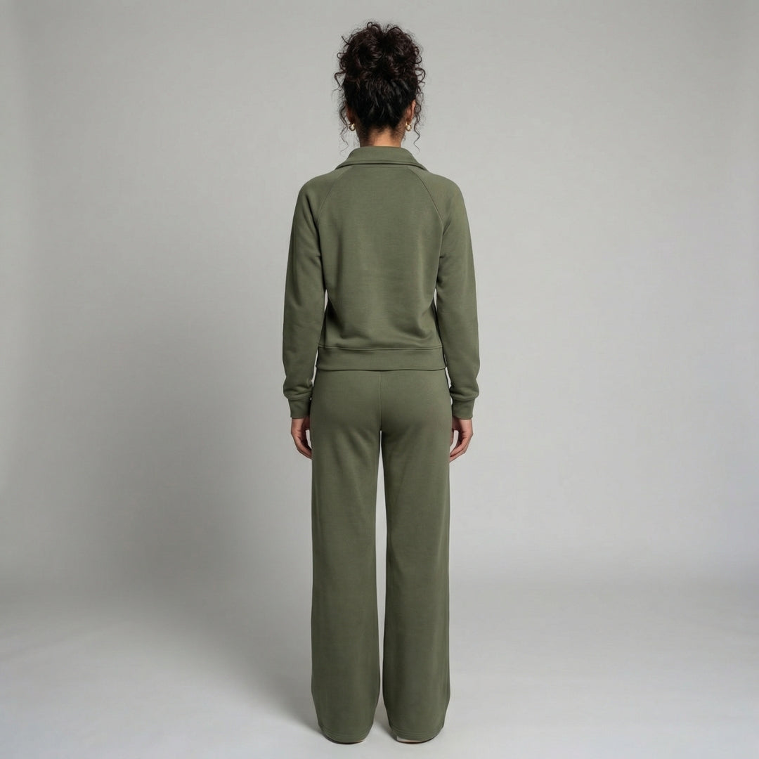Camille | Women’s Half-Zip Sweatshirt and Wide-Leg Pants Set
