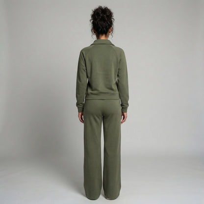Camille | Women’s Half-Zip Sweatshirt and Wide-Leg Pants Set