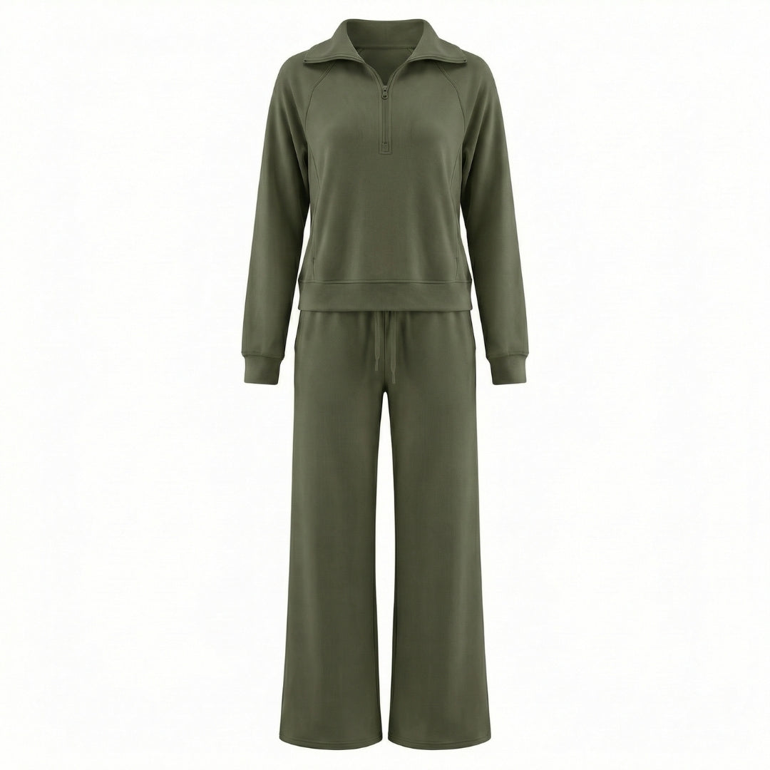 Camille | Women’s Half-Zip Sweatshirt and Wide-Leg Pants Set