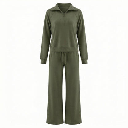 Camille | Women’s Half-Zip Sweatshirt and Wide-Leg Pants Set