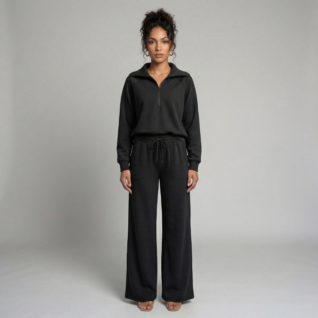 Camille | Women’s Half-Zip Sweatshirt and Wide-Leg Pants Set