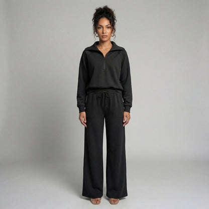 Camille | Women’s Half-Zip Sweatshirt and Wide-Leg Pants Set