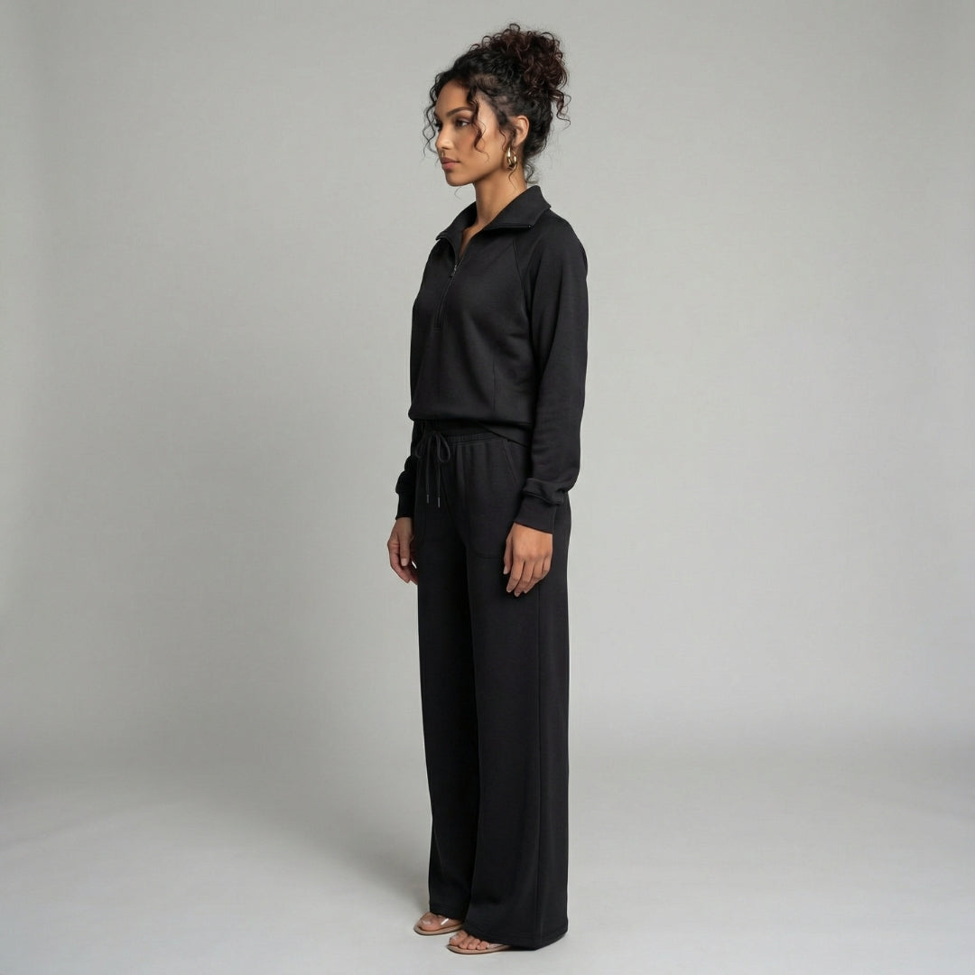 Camille | Women’s Half-Zip Sweatshirt and Wide-Leg Pants Set