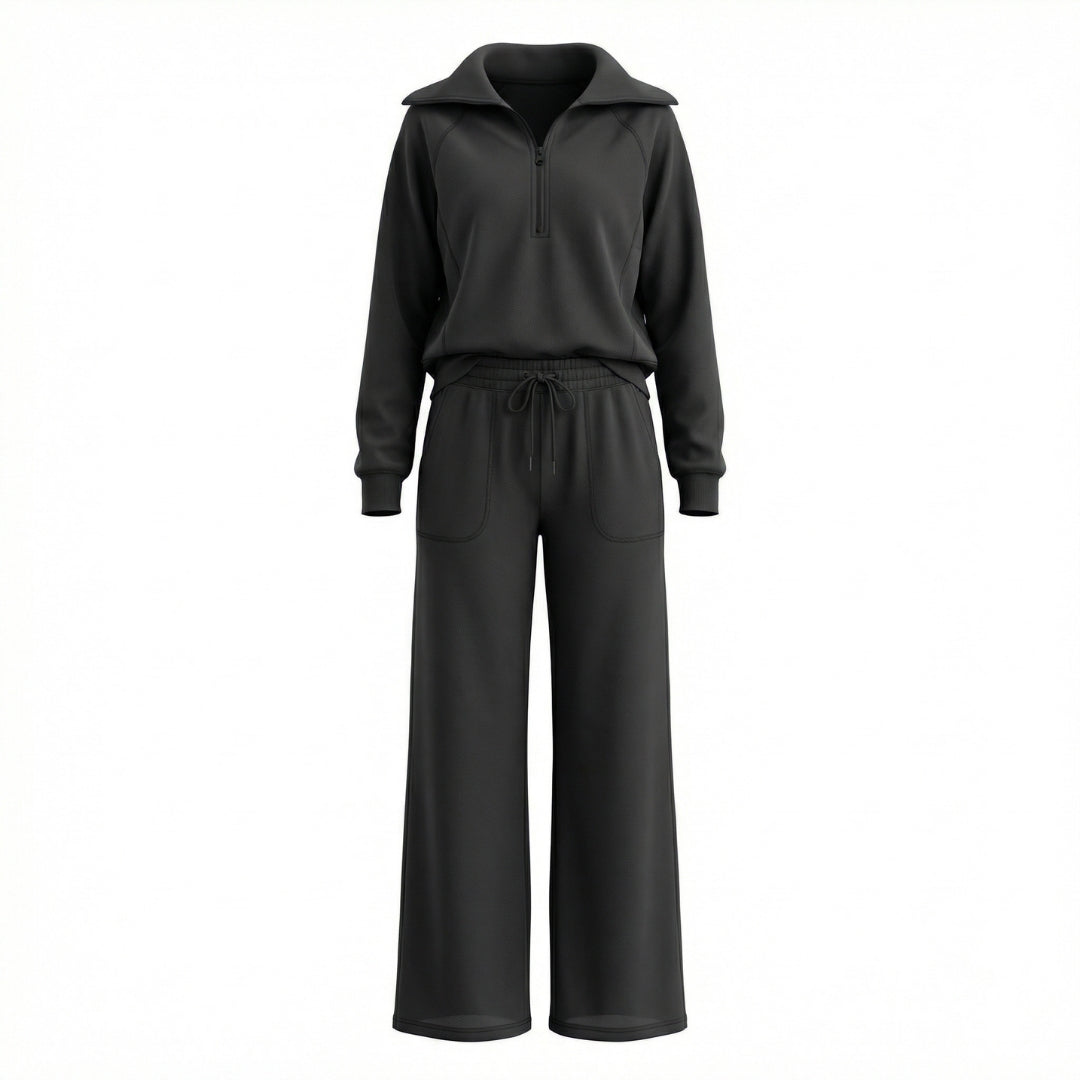 Camille | Women’s Half-Zip Sweatshirt and Wide-Leg Pants Set