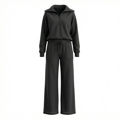Camille | Women’s Half-Zip Sweatshirt and Wide-Leg Pants Set