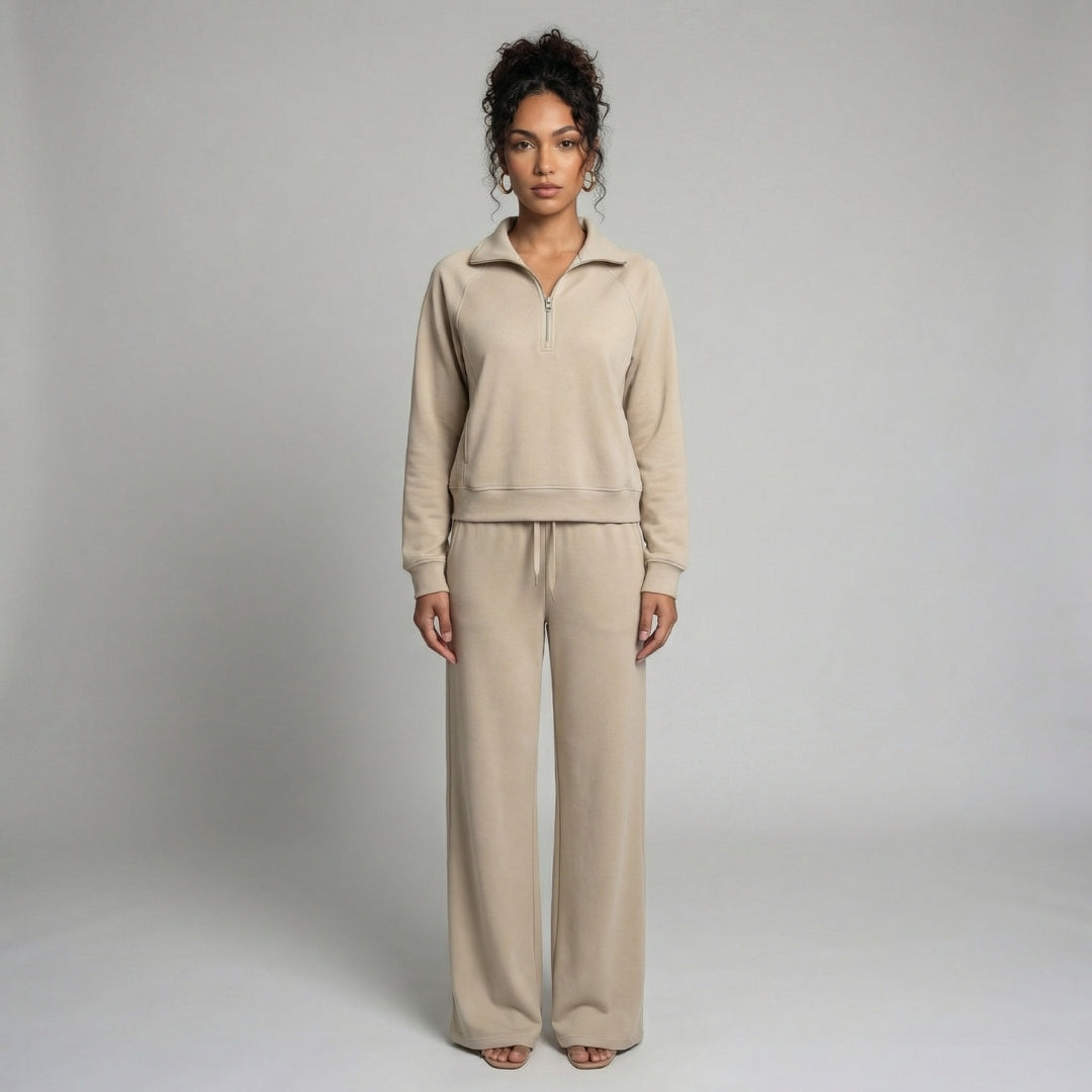 Camille | Women’s Half-Zip Sweatshirt and Wide-Leg Pants Set