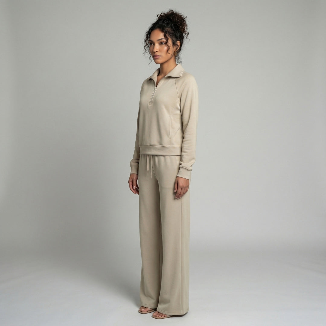 Camille | Women’s Half-Zip Sweatshirt and Wide-Leg Pants Set