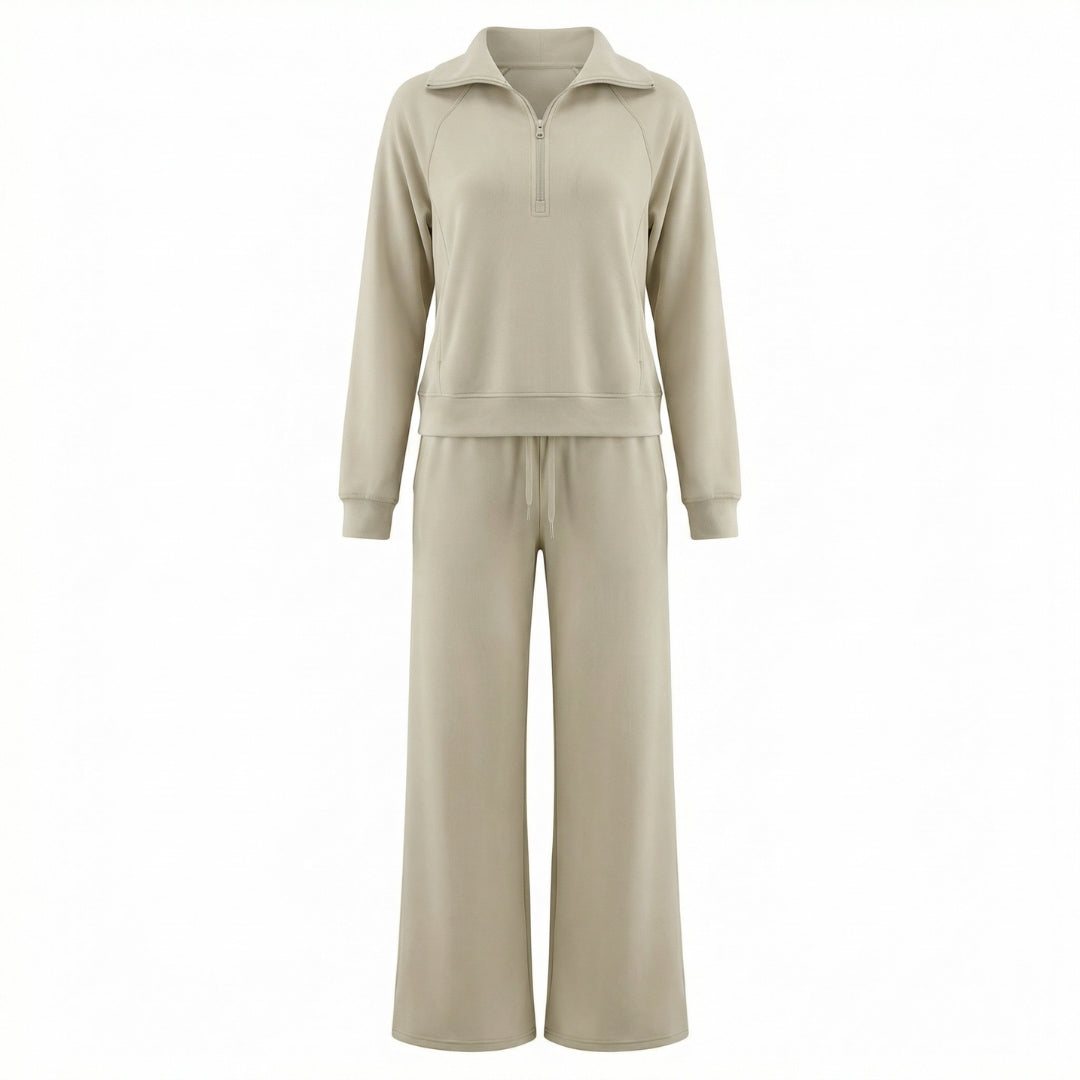Camille | Women’s Half-Zip Sweatshirt and Wide-Leg Pants Set
