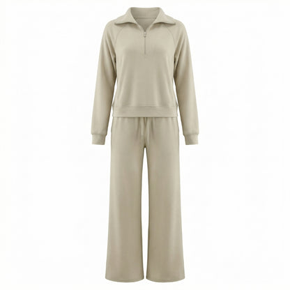 Camille | Women’s Half-Zip Sweatshirt and Wide-Leg Pants Set