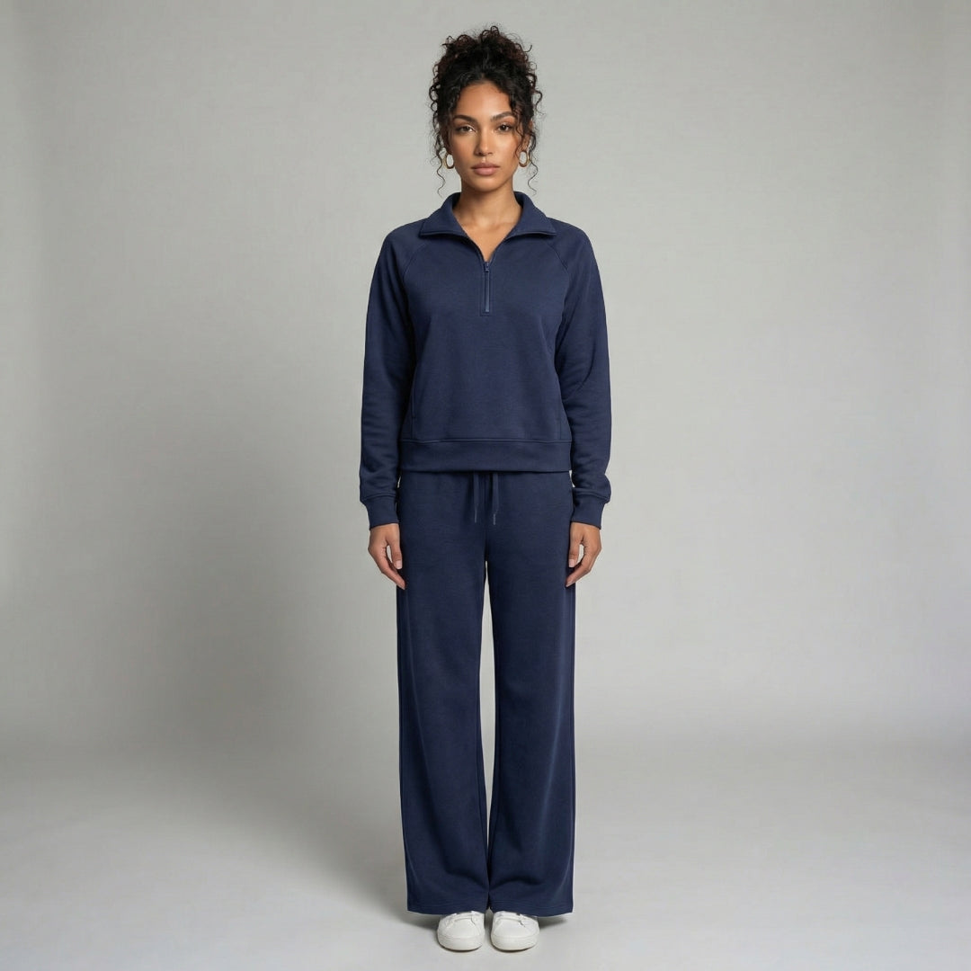 Camille | Women’s Half-Zip Sweatshirt and Wide-Leg Pants Set