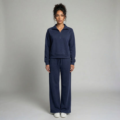 Camille | Women’s Half-Zip Sweatshirt and Wide-Leg Pants Set