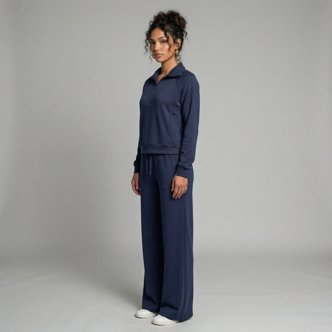 Camille | Women’s Half-Zip Sweatshirt and Wide-Leg Pants Set