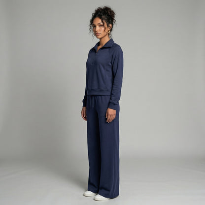Camille | Women’s Half-Zip Sweatshirt and Wide-Leg Pants Set