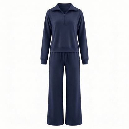 Camille | Women’s Half-Zip Sweatshirt and Wide-Leg Pants Set