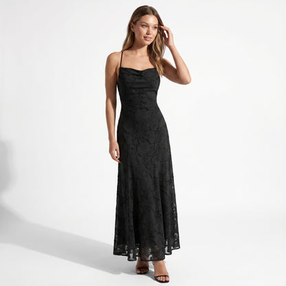 Celeste Women's Maxi Dress Lace Overlay, Spaghetti Strap A-Line
