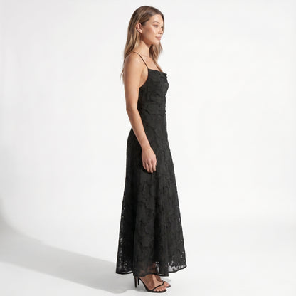 Celeste Women's Maxi Dress Lace Overlay, Spaghetti Strap A-Line