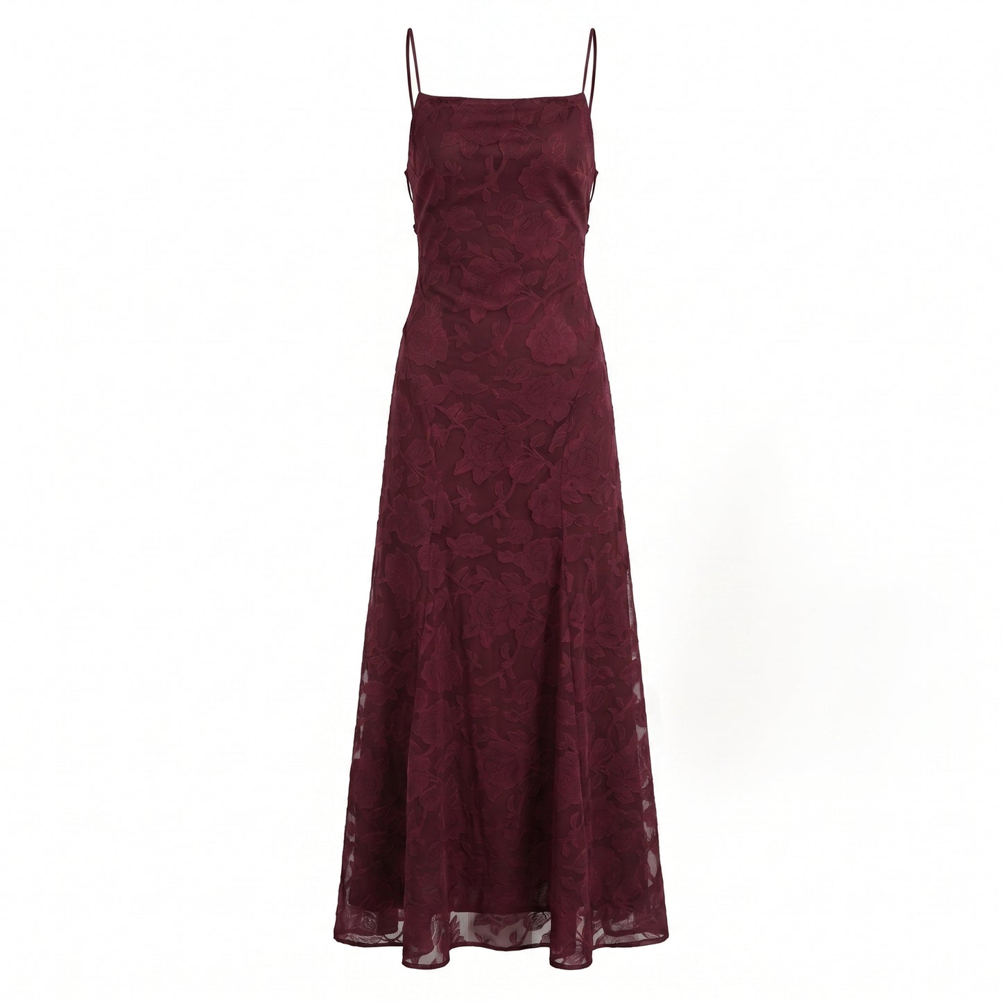 Celeste Women's Maxi Dress Lace Overlay, Spaghetti Strap A-Line