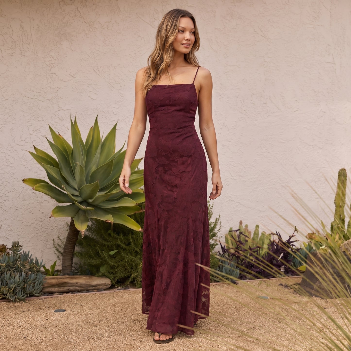 Celeste Women's Maxi Dress Lace Overlay, Spaghetti Strap A-Line