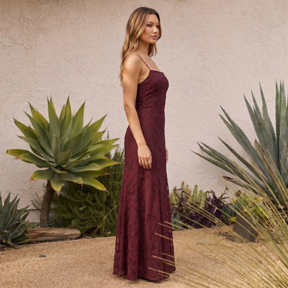 Celeste Women's Maxi Dress Lace Overlay, Spaghetti Strap A-Line