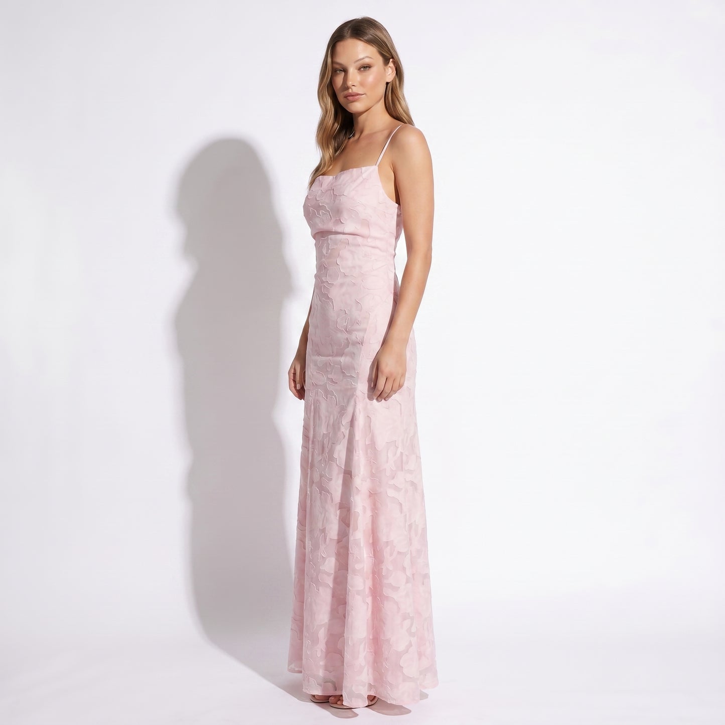 Celeste Women's Maxi Dress Lace Overlay, Spaghetti Strap A-Line