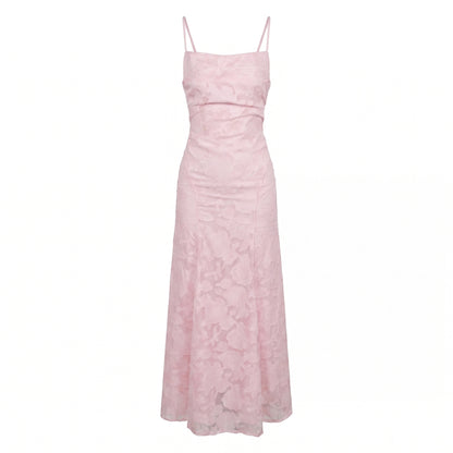Celeste Women's Maxi Dress Lace Overlay, Spaghetti Strap A-Line