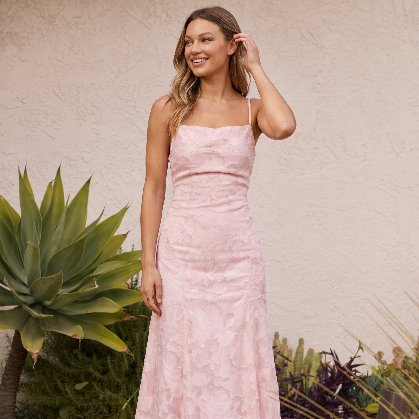 Celeste Women's Maxi Dress Lace Overlay, Spaghetti Strap A-Line