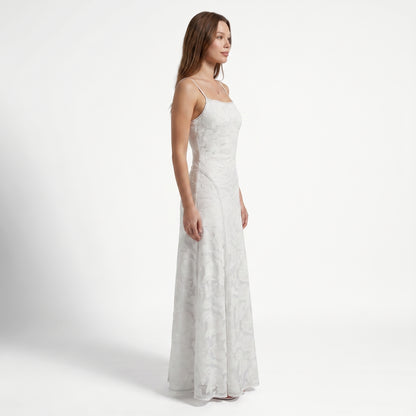 Celeste Women's Maxi Dress Lace Overlay, Spaghetti Strap A-Line