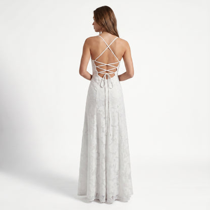 Celeste Women's Maxi Dress Lace Overlay, Spaghetti Strap A-Line