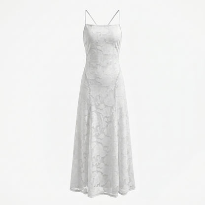 Celeste Women's Maxi Dress Lace Overlay, Spaghetti Strap A-Line