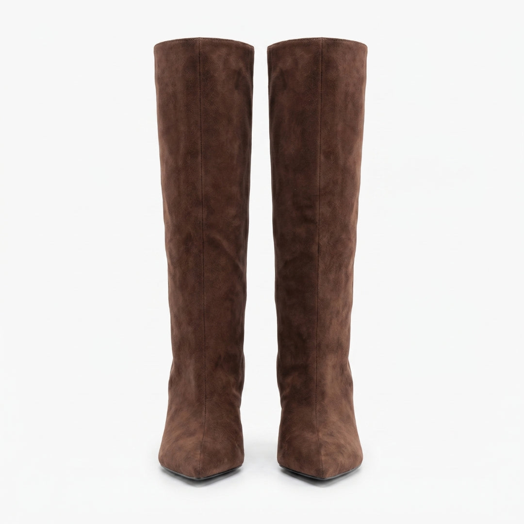 Celeste Women’s Pointed-Toe Knee-High Heeled Boots