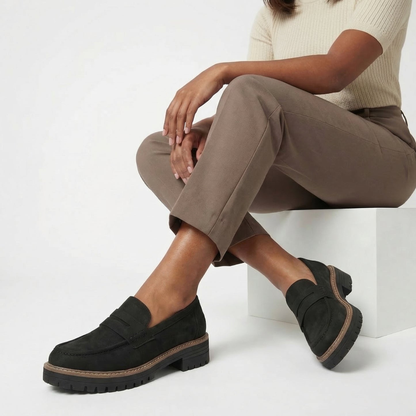 Claudette Women’s Urban Loafers Slip-On Lug-Sole