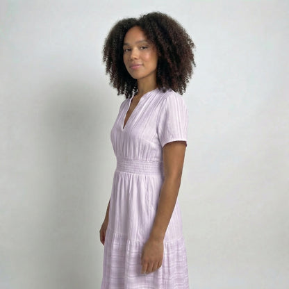Clémence | Women’s Tiered Short-Sleeve Midi Dress with Pockets